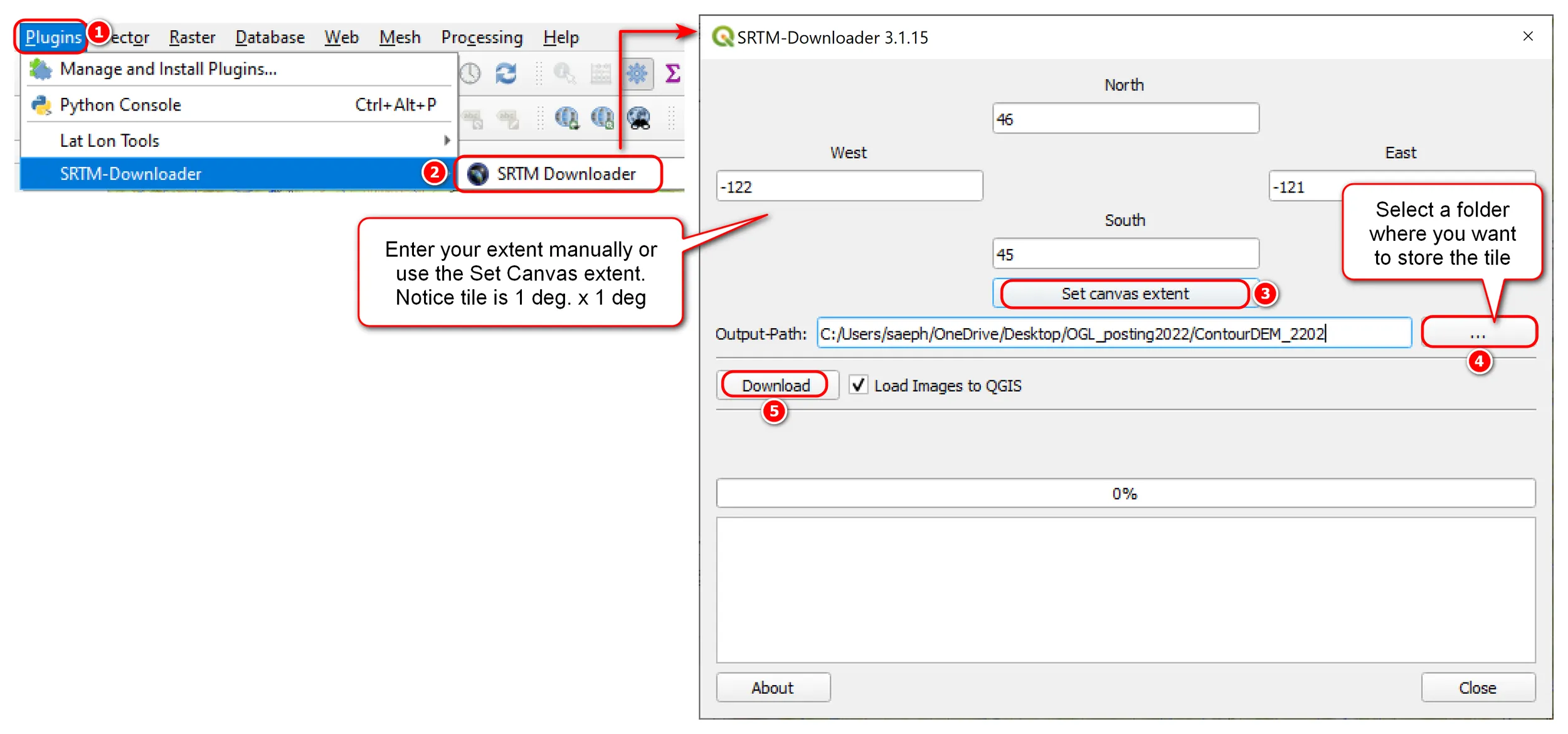 SRTM Downloader Plugin QGIS