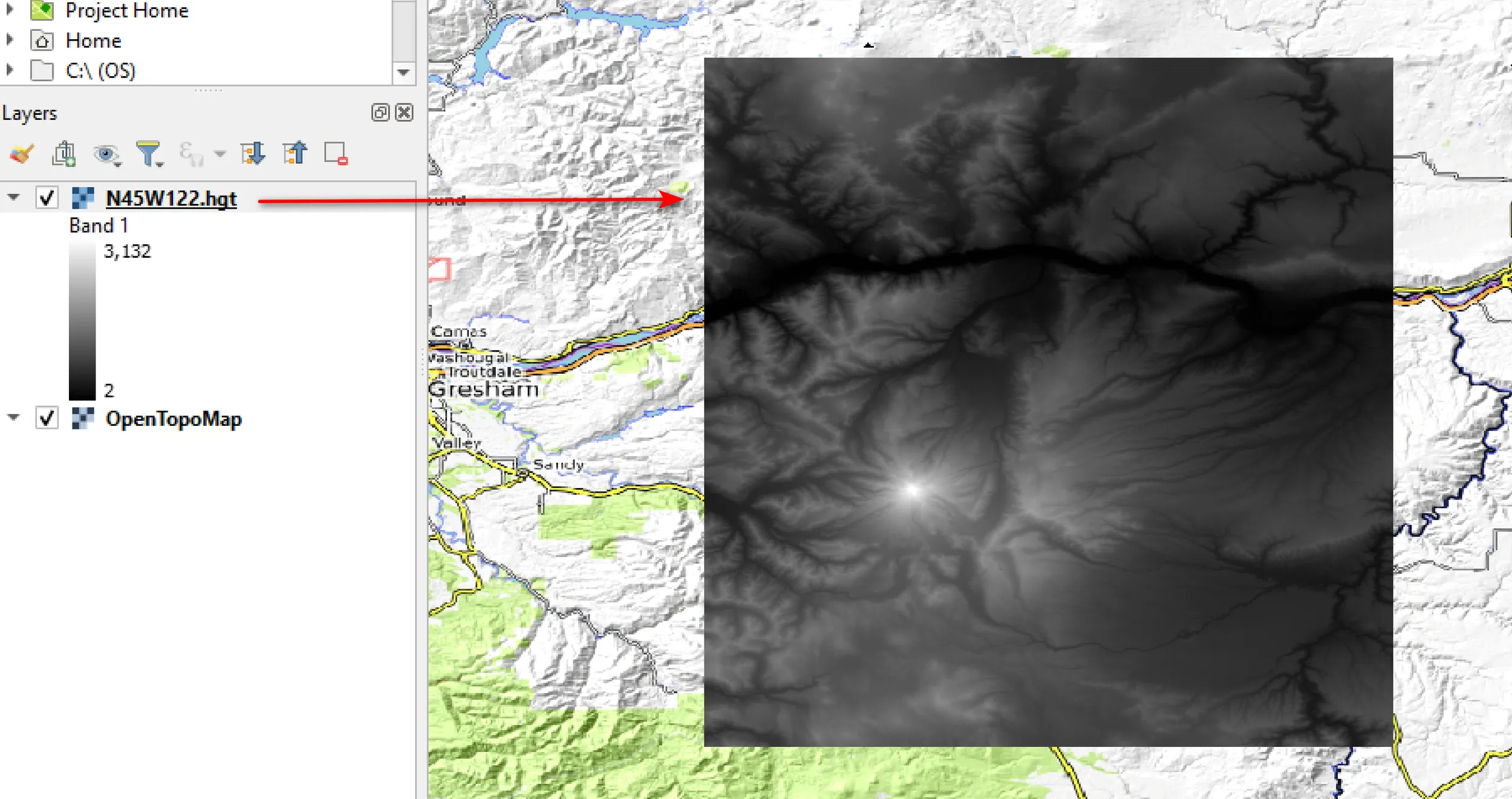 SRTM DEM Mount Hood OR